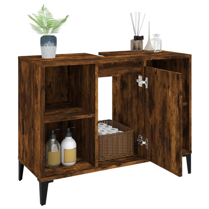 Mobile Lavabo Rovere Fumo 80x33x60 cm in Legno Multistrato | homemem39