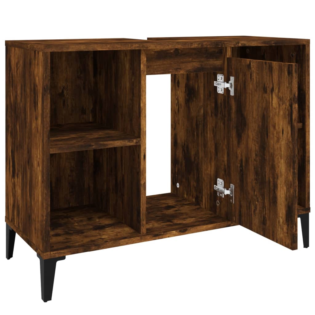 Mobile Lavabo Rovere Fumo 80x33x60 cm in Legno Multistrato | homemem39