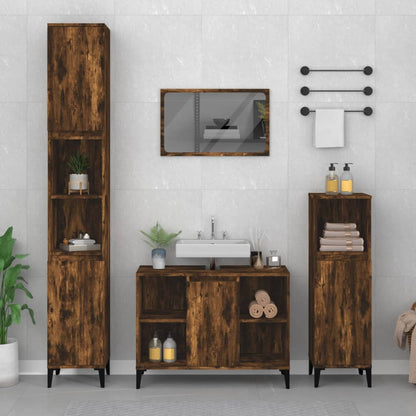 Mobile Lavabo Rovere Fumo 80x33x60 cm in Legno Multistrato | homemem39