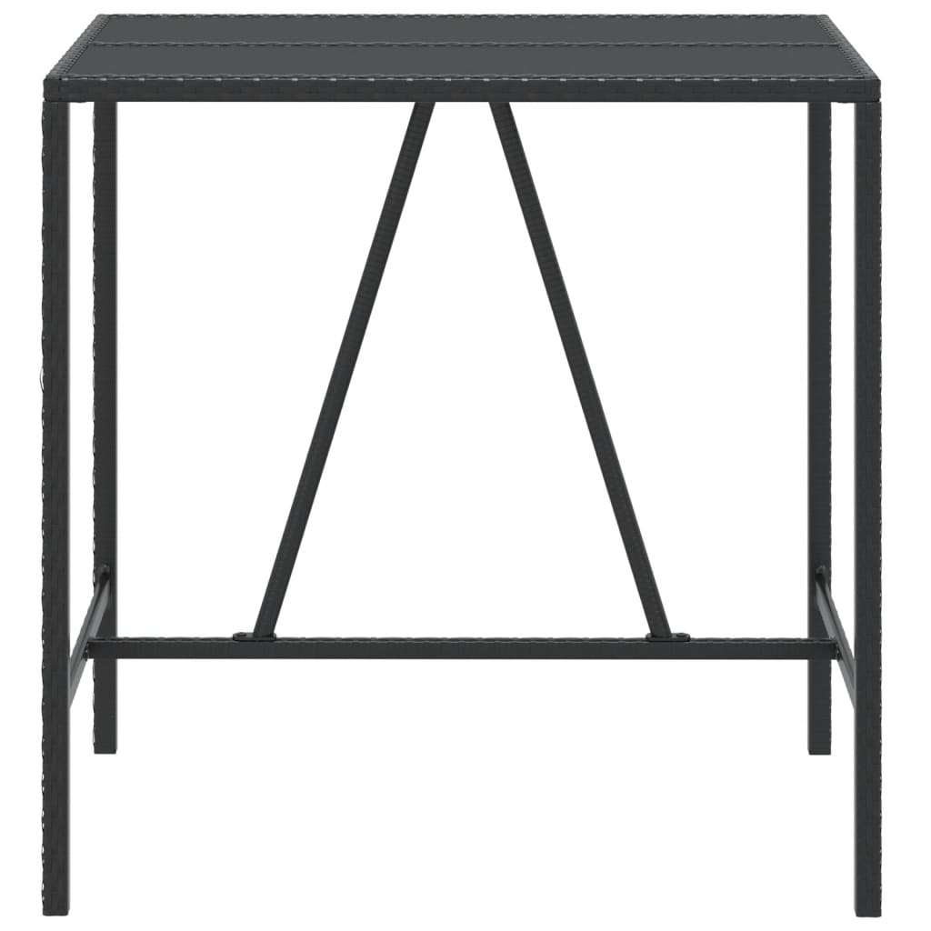 Tavolo da Bar con Piano in Vetro Nero 110x70x110 cm Polyrattan - homemem39
