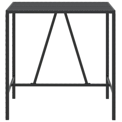 Tavolo da Bar con Piano in Vetro Nero 110x70x110 cm Polyrattan - homemem39