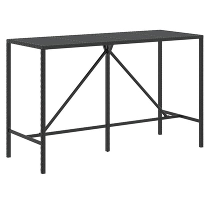 Tavolo da Bar con Piano in Vetro Nero 180x70x110 cm Polyrattan - homemem39