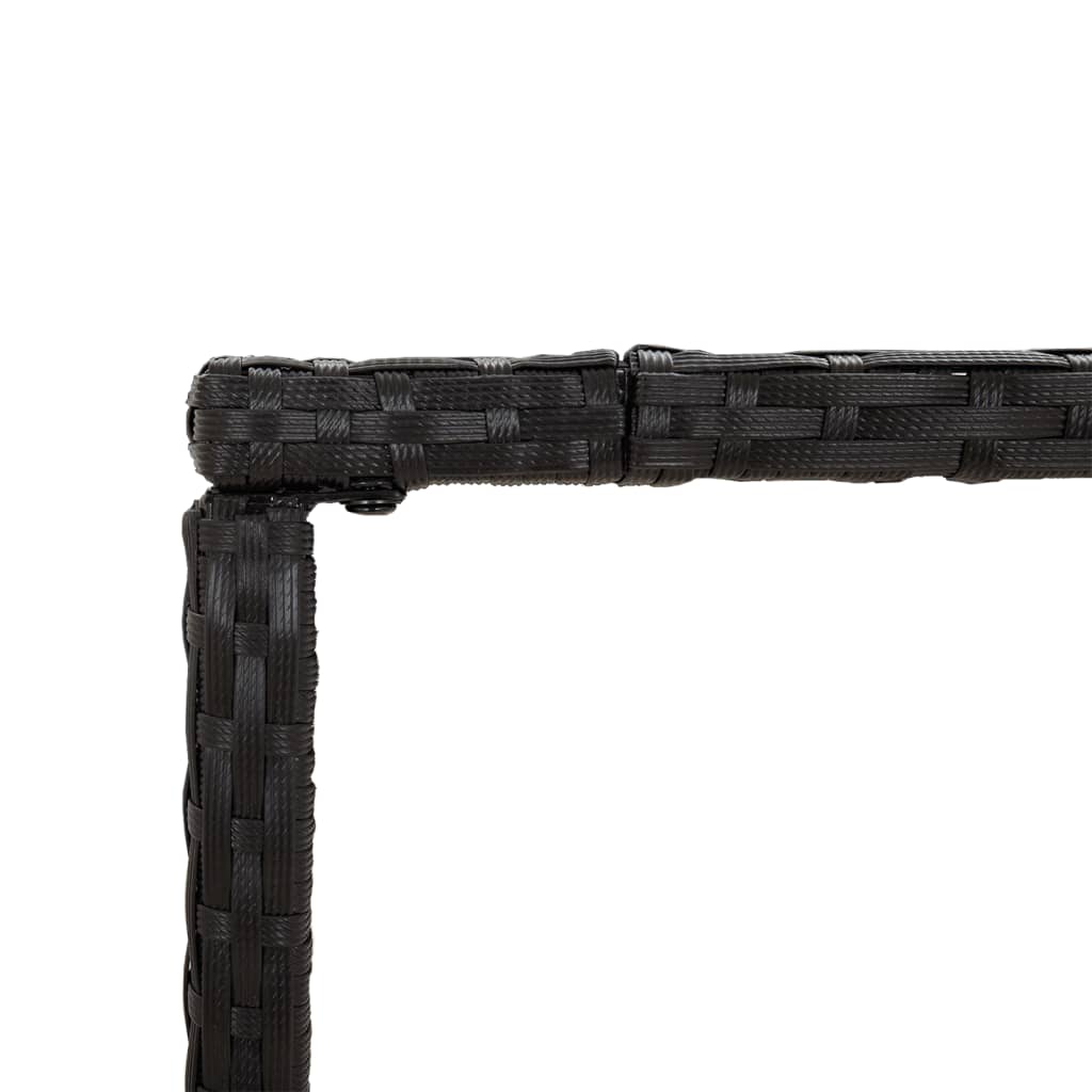 Tavolo da Bar con Piano in Vetro Nero 180x70x110 cm Polyrattan - homemem39