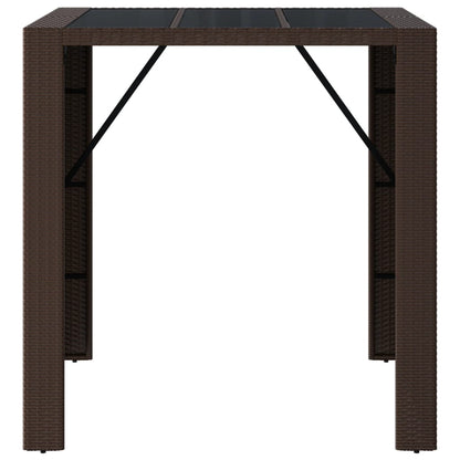 Tavolo Bar con Piano in Vetro Marrone 105x80x110 cm Polyrattan - homemem39
