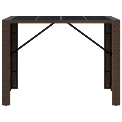 Tavolo Bar con Piano in Vetro Marrone 145x80x110 cm Polyrattan - homemem39