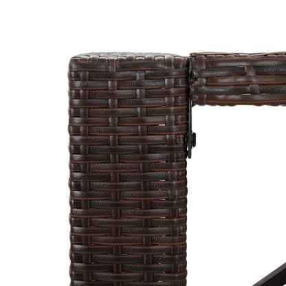 Tavolo Bar con Piano in Vetro Marrone 185x80x110 cm Polyrattan - homemem39