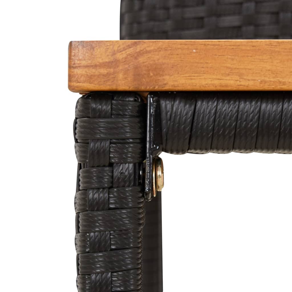Sgabelli da Bar 4pz Neri Polyrattan e Legno Massello di Acacia - homemem39