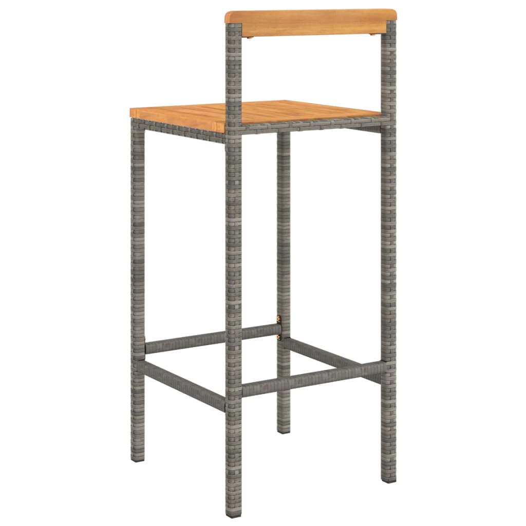 Sgabelli da Bar 4pz Grigi Polyrattan e Legno Massello di Acacia - homemem39