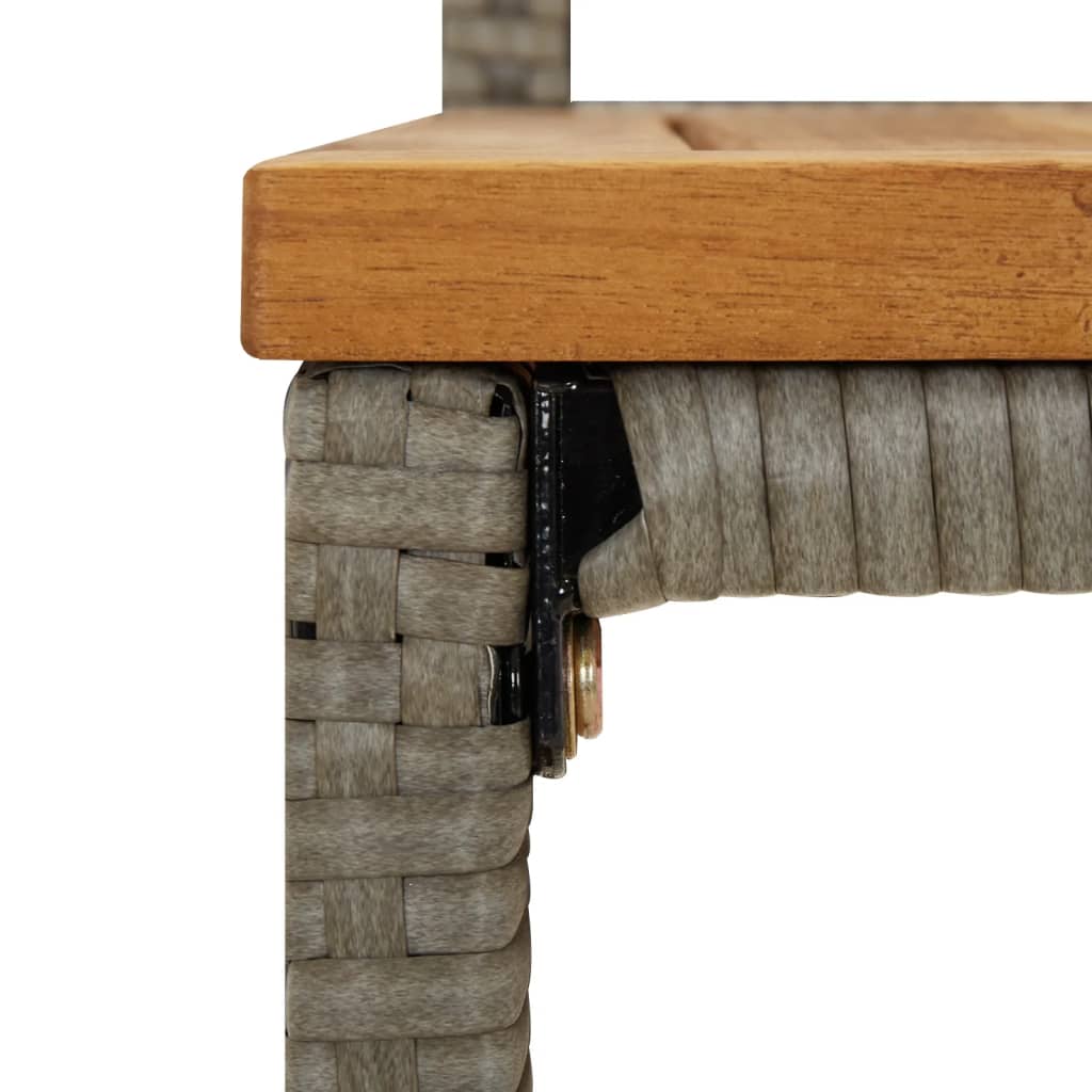 Sgabelli da Bar 4pz Grigi Polyrattan e Legno Massello di Acacia - homemem39
