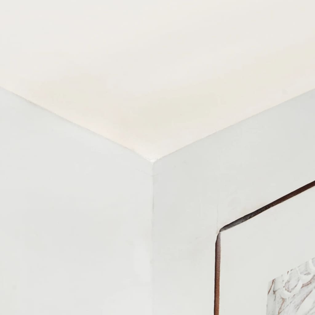 Credenza Bianca 55x30x90 cm in Legno Massello di Acacia - homemem39