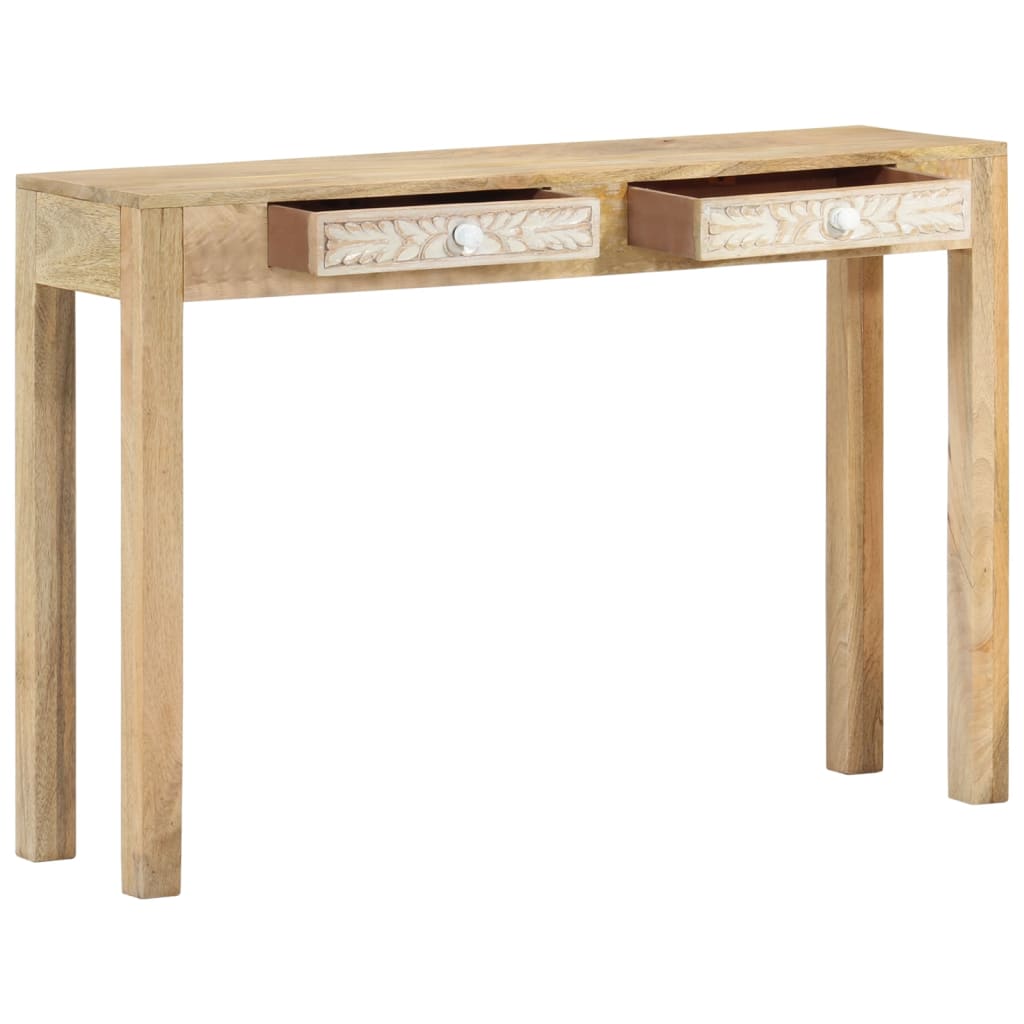 Tavolo Consolle 110x30x75 cm Legno Massello Sbiancato di Mango - homemem39