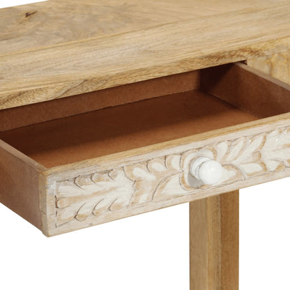 Tavolo Consolle 110x30x75 cm Legno Massello Sbiancato di Mango - homemem39
