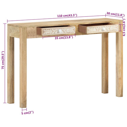 Tavolo Consolle 110x30x75 cm Legno Massello Sbiancato di Mango - homemem39