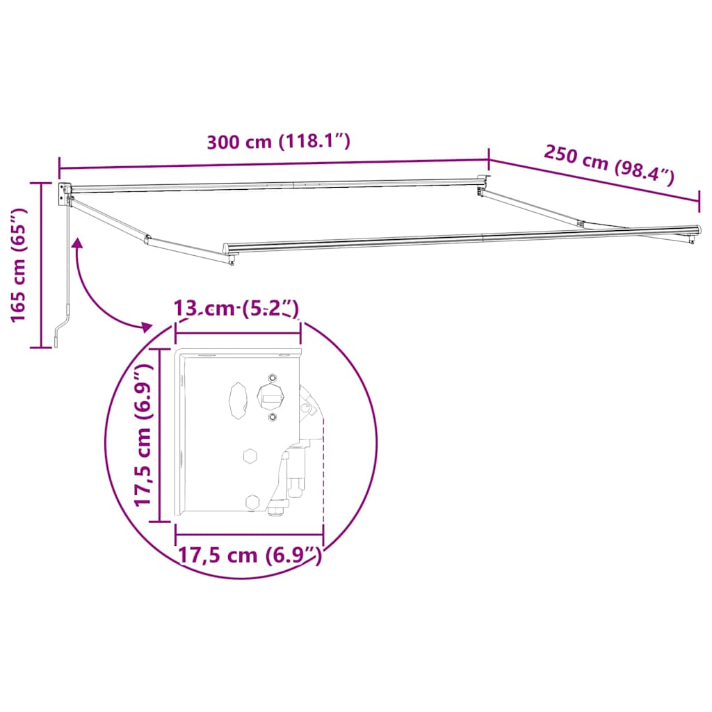 Telaio per tende da sole retrattile Bianco 300 x 250 cm | homemem39