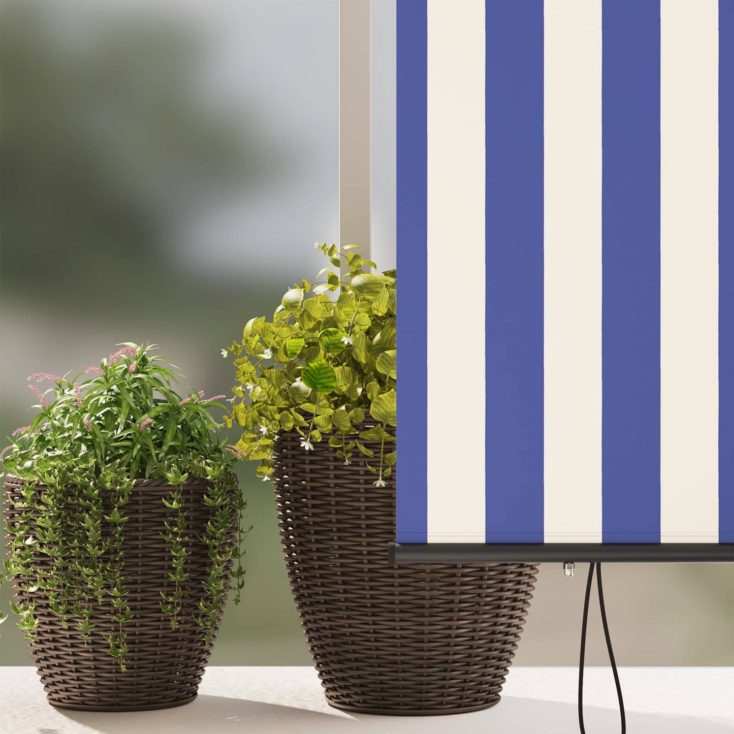 Tenda a rullo Blu e Bianco 180 x 250 cm Tessuto e Alluminio