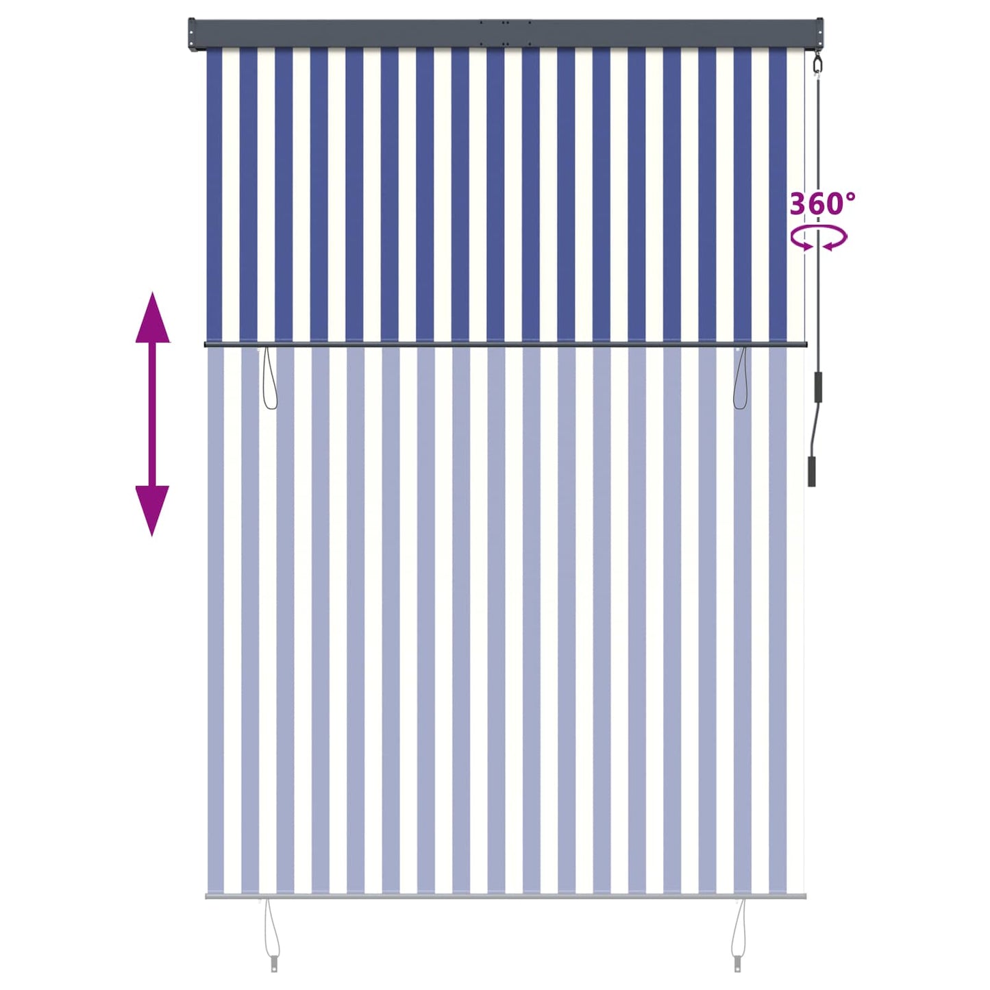 Tenda a rullo Blu e Bianco 180 x 250 cm Tessuto e Alluminio