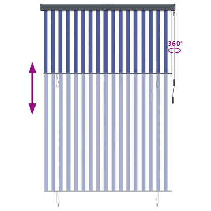 Tenda a rullo Blu e Bianco 180 x 250 cm Tessuto e Alluminio