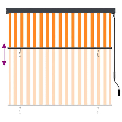 Tenda a rullo con tende Rigato Bianco e Arancione 180 x 250 cm | homemem39