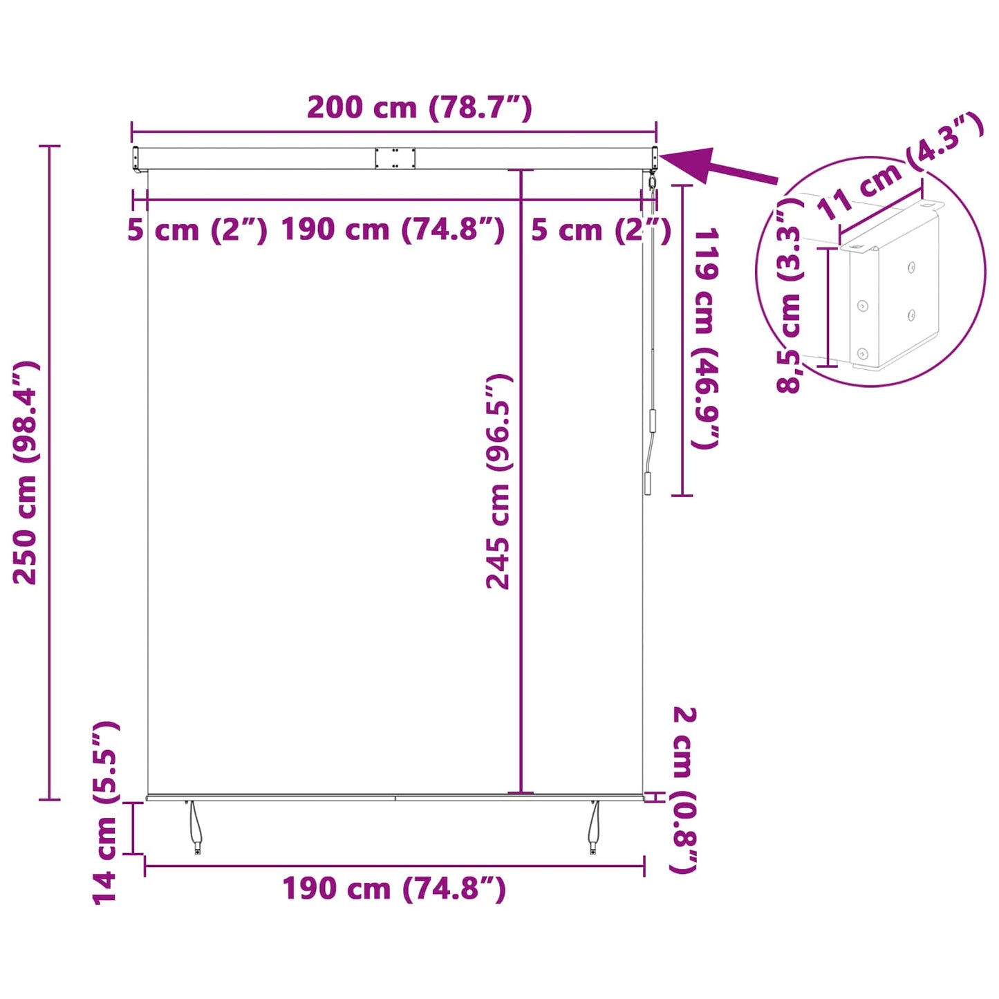 Tenda a rullo con tende Crema 200 x 250 cm Tessuto e Alluminio | homemem39