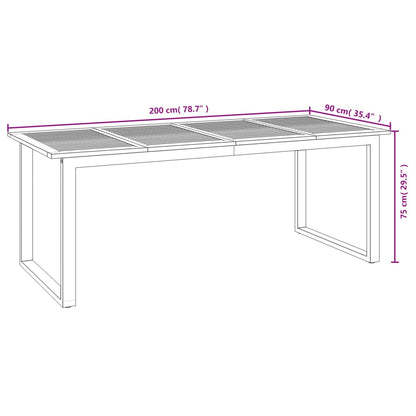 Tavolo Giardino con Gambe a U 200x90x75cm Legno Massello Acacia