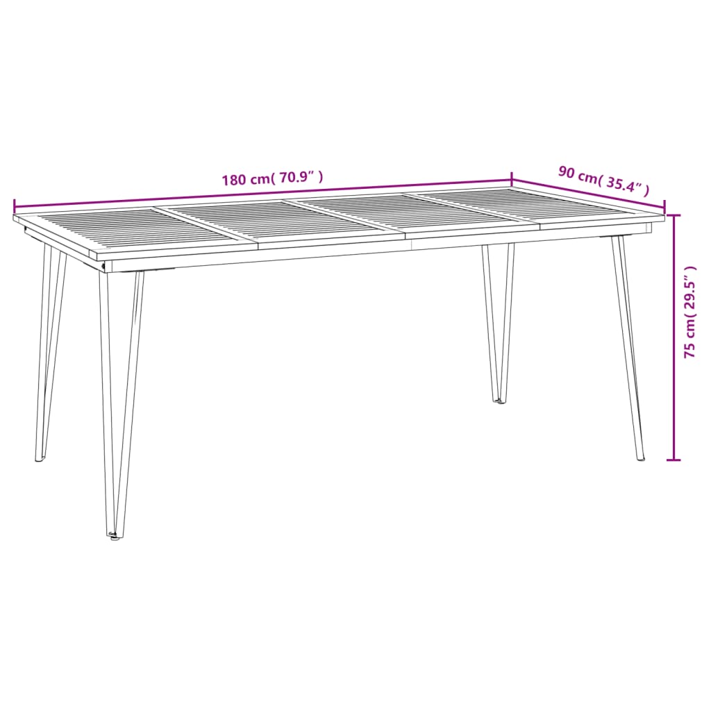 Tavolo Giardino con Gambe Forcella 180x90x75 cm Massello Acacia - homemem39
