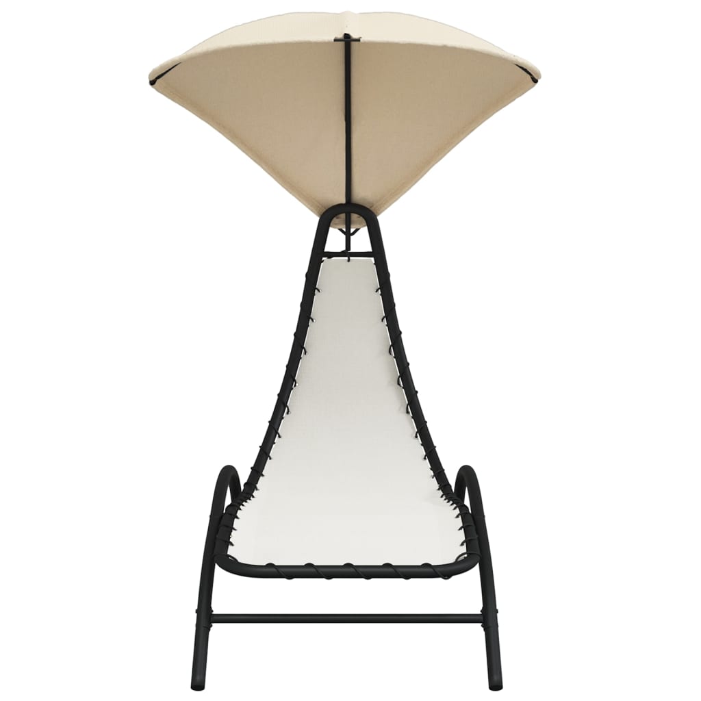 Lettino Prendisole Tettuccio Crema 167x80x195cm Tessuto Acciaio - homemem39