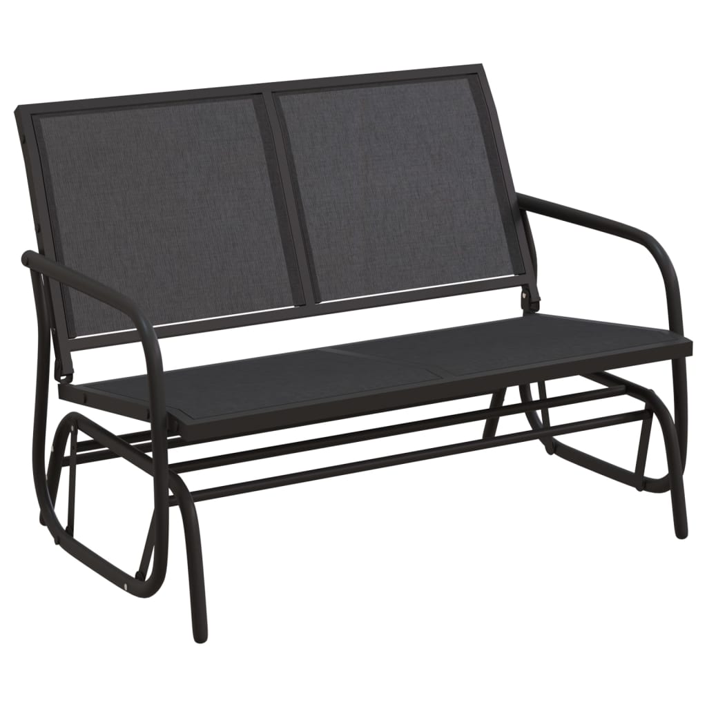 Panca Glider Giardino Nera 120,5x76x86,5 cm Textilene e Acciaio | homemem39