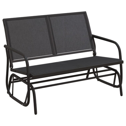 Panca Glider Giardino Nera 120,5x76x86,5 cm Textilene e Acciaio | homemem39
