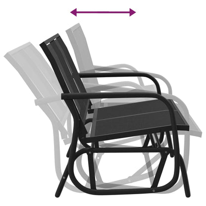 Panca Glider Giardino Nera 120,5x76x86,5 cm Textilene e Acciaio | homemem39