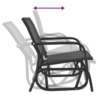 Sedia a Dondolo da Giardino Nera 61x76x87cm Textilene e Acciaio | homemem39