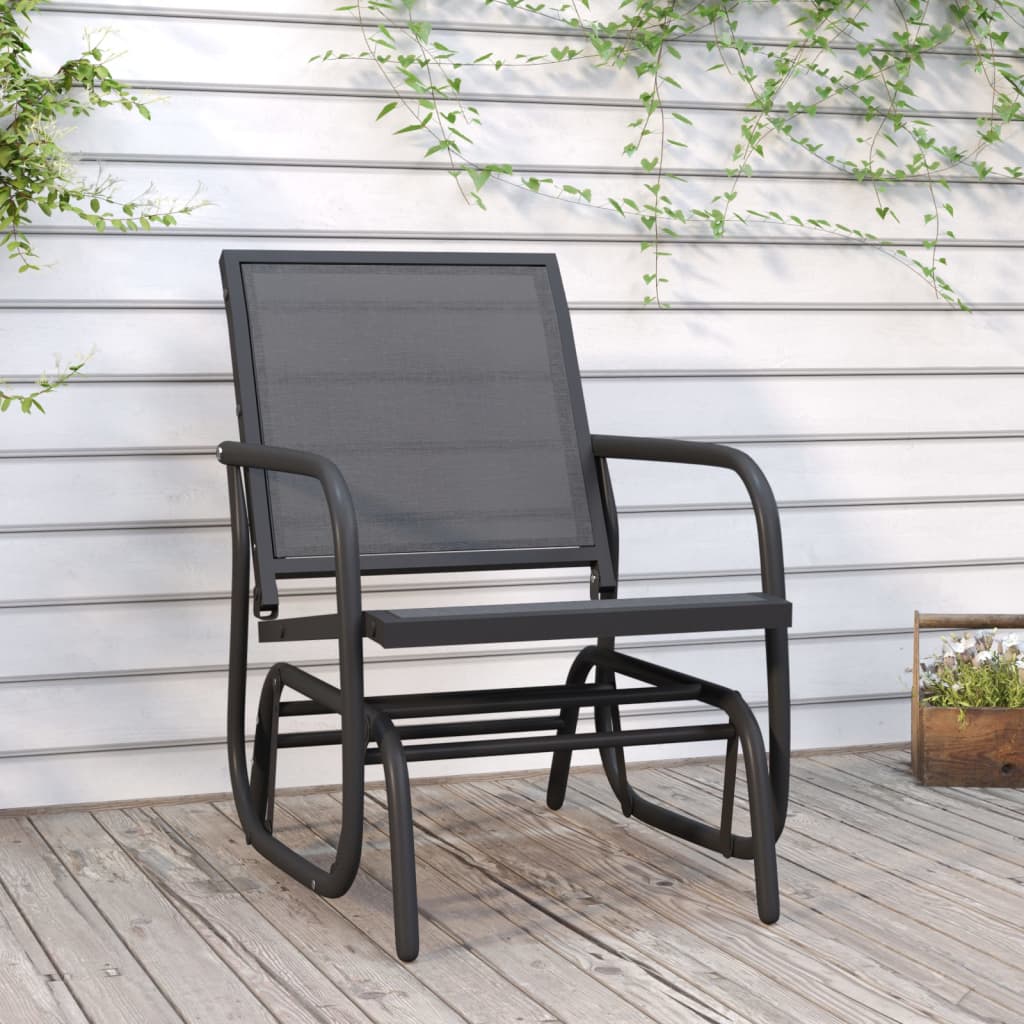 Sedia a Dondolo da Giardino Nera 61x76x87cm Textilene e Acciaio | homemem39