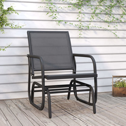 Sedia a Dondolo da Giardino Nera 61x76x87cm Textilene e Acciaio | homemem39