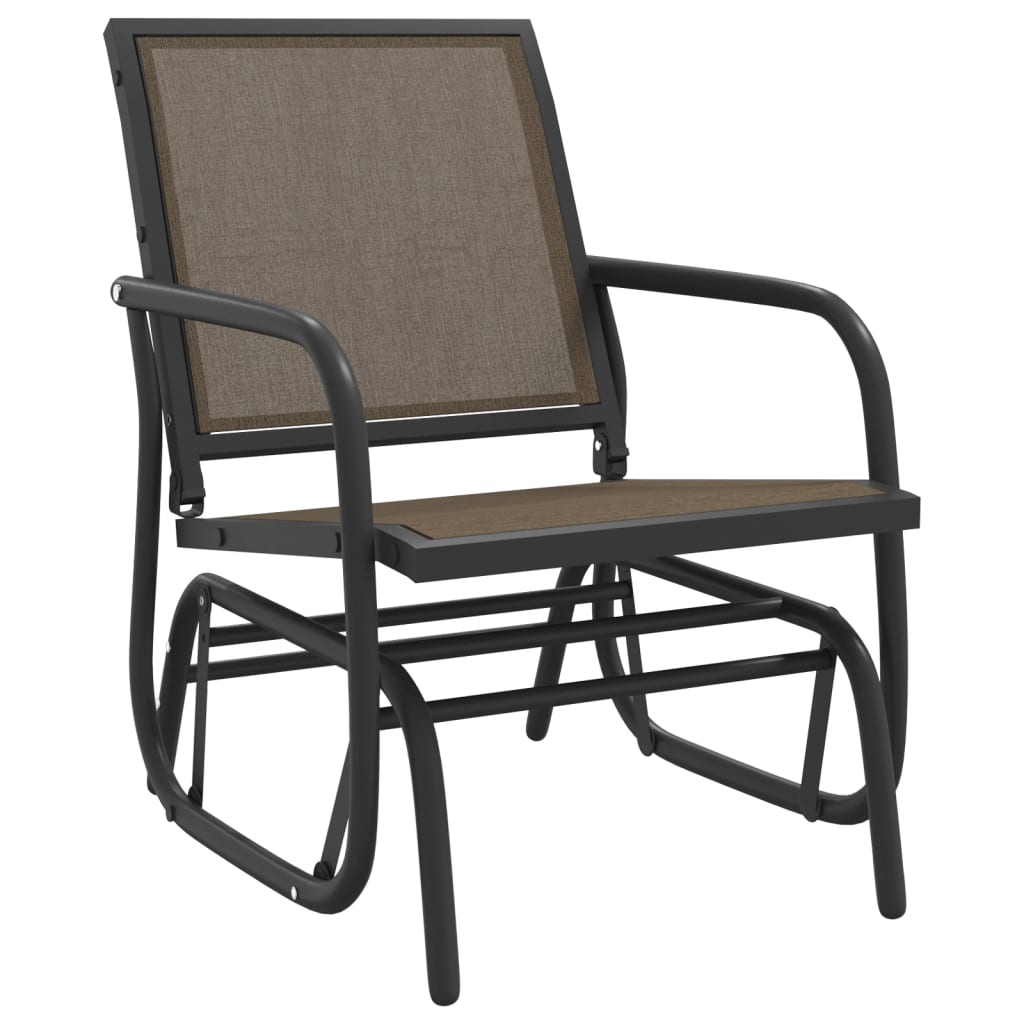 Sedia a Dondolo Giardino Marrone 61x76x87cm Textilene e Acciaio | homemem39