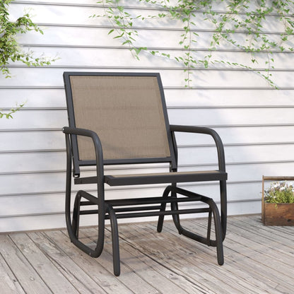 Sedia a Dondolo Giardino Marrone 61x76x87cm Textilene e Acciaio | homemem39