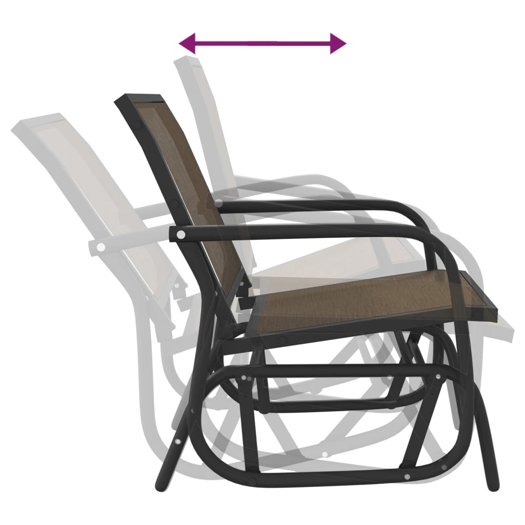 Sedie a Dondolo Giardino 2pz Marroni 61x76x87 Textilene Acciaio | homemem39