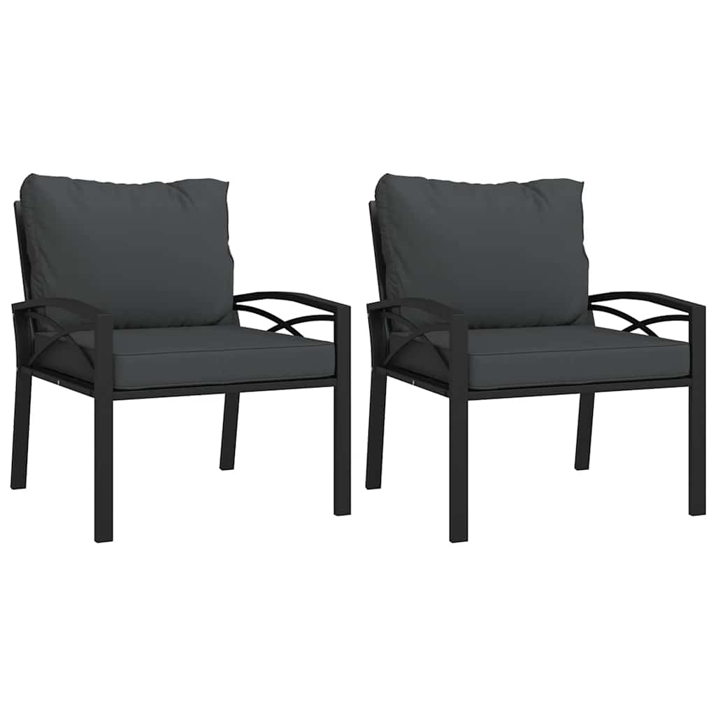 Sedie da Giardino con Cuscini Grigi 2pz 68x76x79 cm Acciaio | homemem39