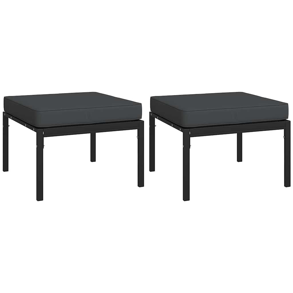 Poggiapiedi Giardino con Cuscini Grigi 2pz 60x60x35 cm Acciaio | homemem39