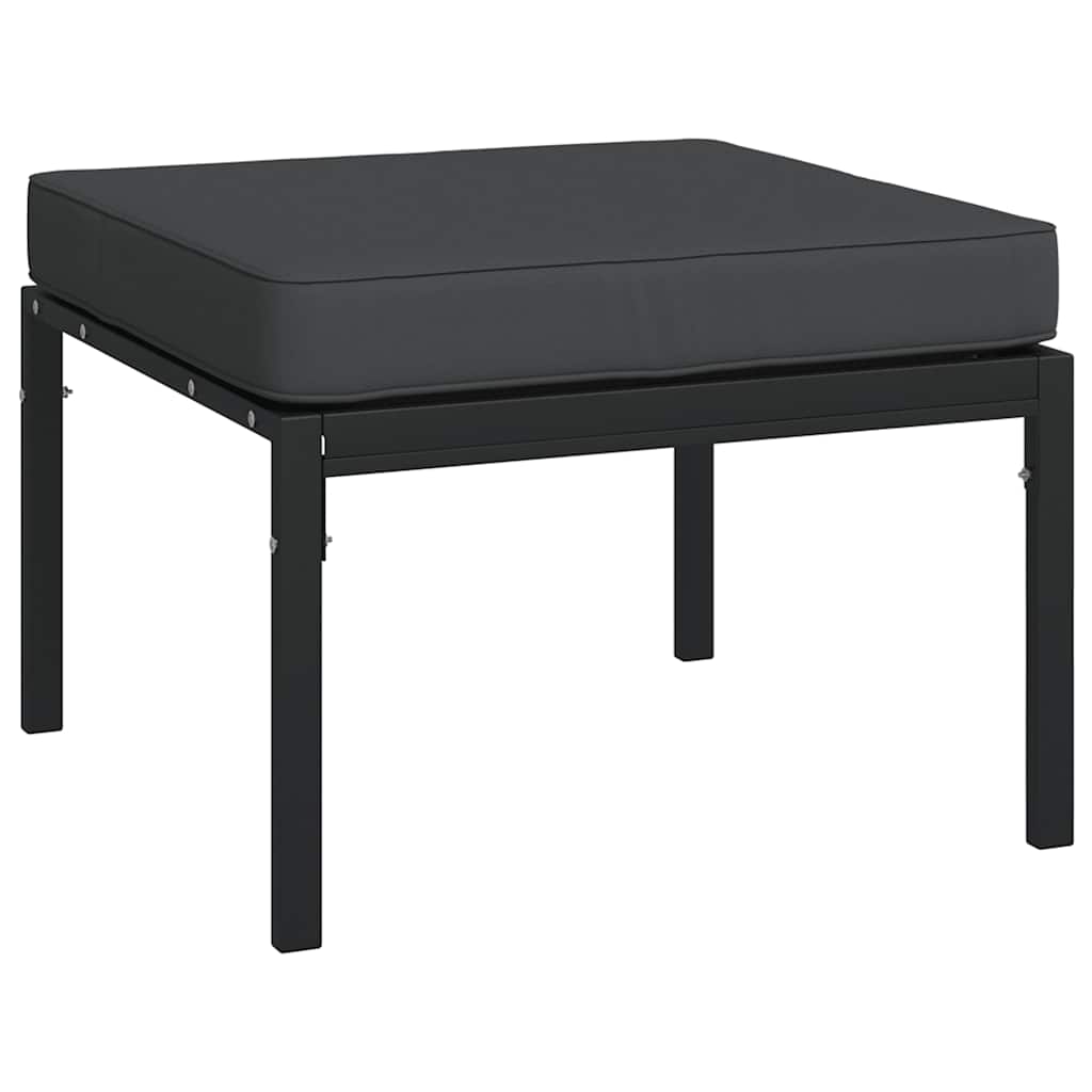 Poggiapiedi Giardino con Cuscini Grigi 2pz 60x60x35 cm Acciaio | homemem39