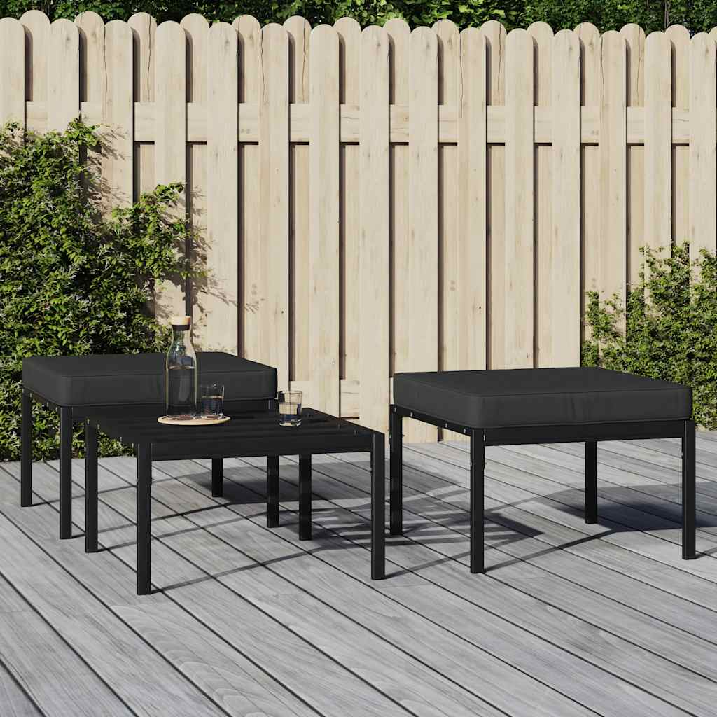 Poggiapiedi Giardino con Cuscini Grigi 2pz 60x60x35 cm Acciaio | homemem39