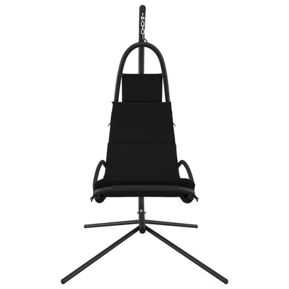 Sedia Dondolo Giardino con Cuscino Nero Tessuto Oxford Acciaio - homemem39