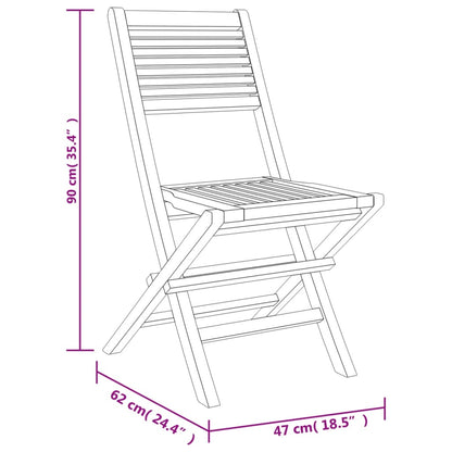 Sedie da Giardino Pieghevoli 2pz 47x62x90cm Legno Massello Teak - homemem39