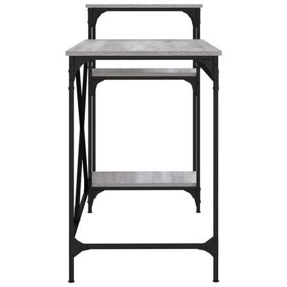 Scrivania Ripiani Grigio Sonoma 135x50x90cm Multistrato e Ferro