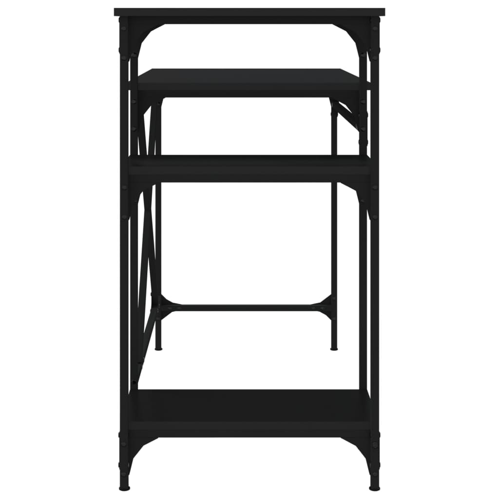 Scrivania Ripiani Nera 105x50x90 cm Legno Multistrato e Ferro