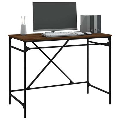 Scrivania Rovere Marrone 100x50x75 cm Legno Multistrato e Ferro | homemem39