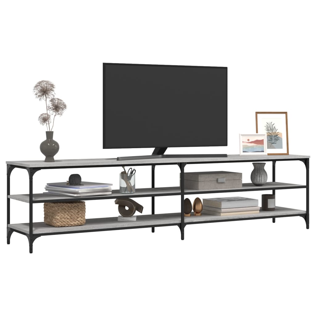 Mobile TV Grigio Sonoma 200x30x50cm Legno Multistrato e Metallo