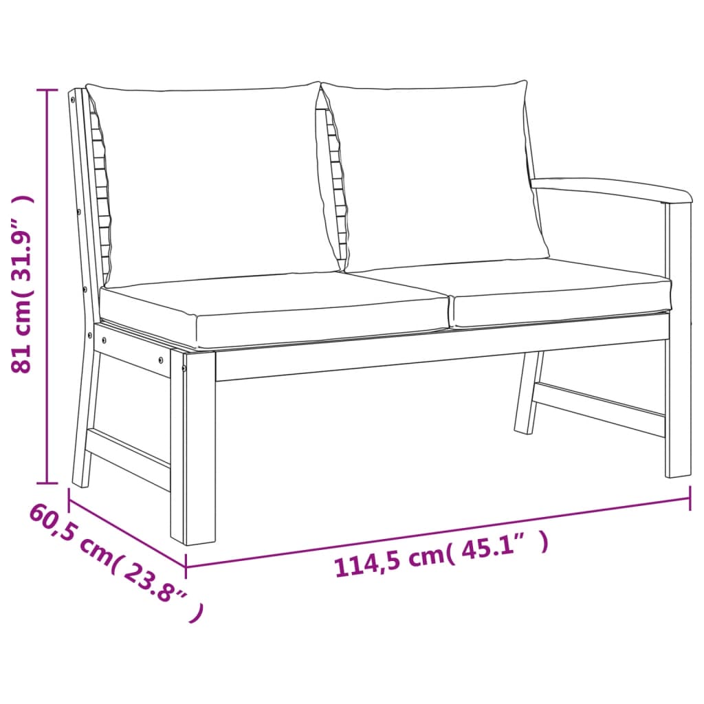Set da Pranzo Giardino 4pz con Cuscini Legno Massello di Acacia | homemem39
