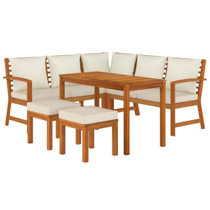 Set da Pranzo da Giardino 6pz con Cuscini Legno Massello Acacia | homemem39