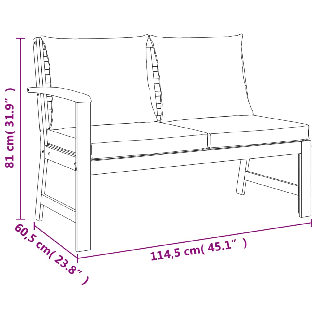 Set da Pranzo da Giardino 6pz con Cuscini Legno Massello Acacia | homemem39