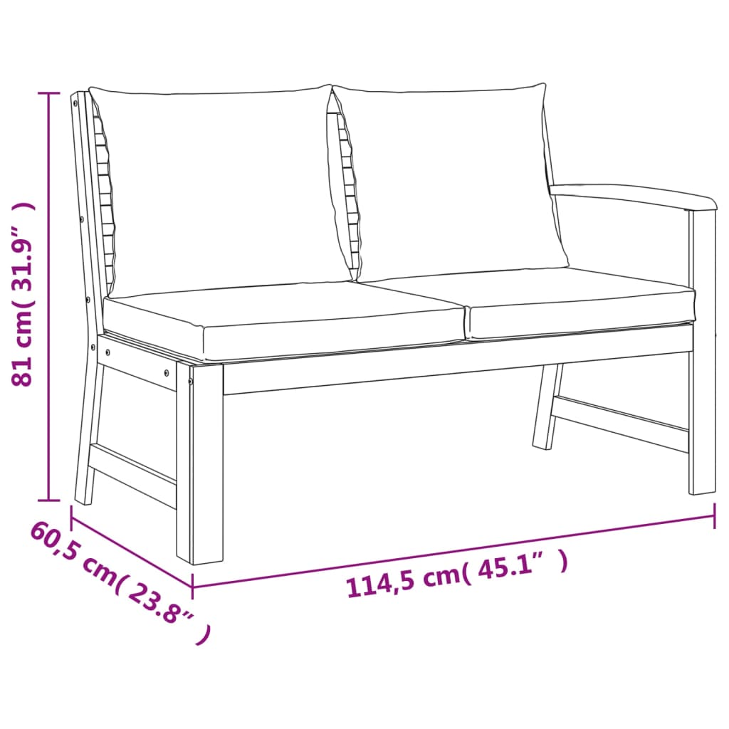 Set da Pranzo da Giardino 6pz con Cuscini Legno Massello Acacia | homemem39