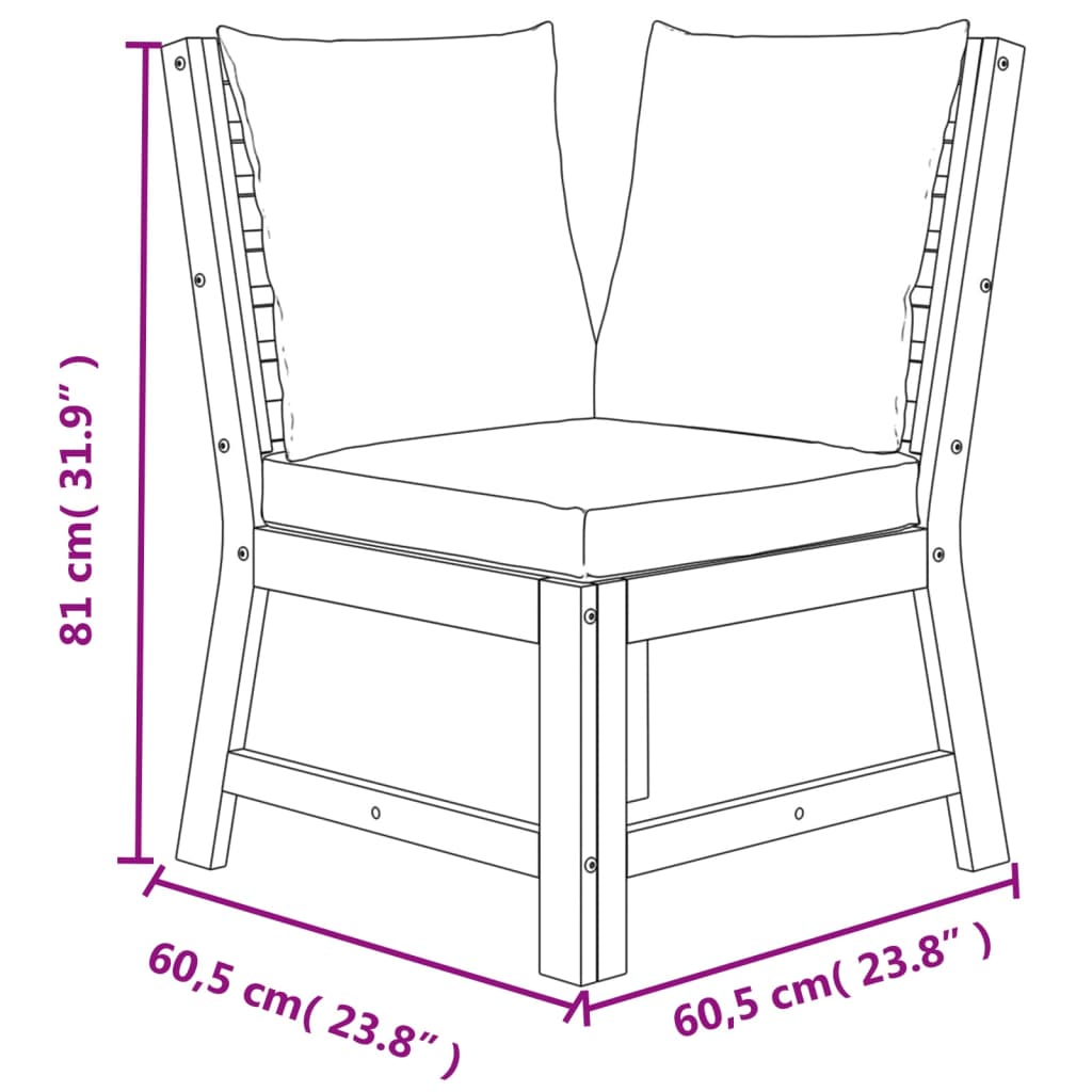 Set da Pranzo da Giardino 6pz con Cuscini Legno Massello Acacia | homemem39